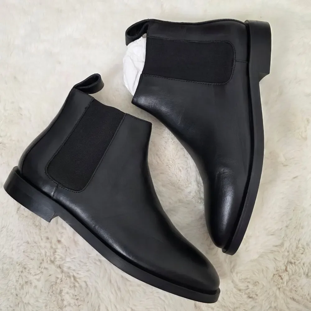 NEW Everlane The New Modern Chelsea Boot Black Italian Leather Ankle Bootie 6